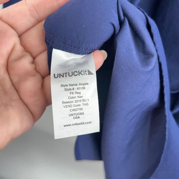 UNTUCKIT Women's Angela Shirt Dress Long Sleeve Blue Stretch Cotton Size 10 - Picture 14 of 16